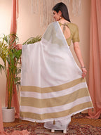 Shree Shyam Fashion The White Loom White Linen Cotton Saree
