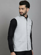 Even Apparels Nehru Jacket With Welt Pockets - Grey