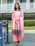 Joban Fashion Pink Position Digital Print With Position Foil Kurta Set - Distacart