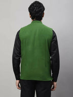 Even Apparels Pure Wool Nehru Jacket - Green