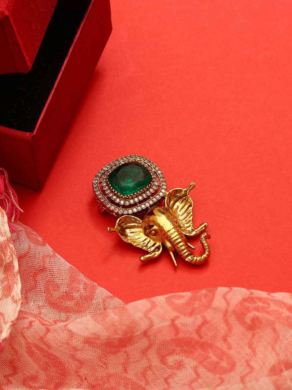Ruby Raang Ganesha Imprint Brooch