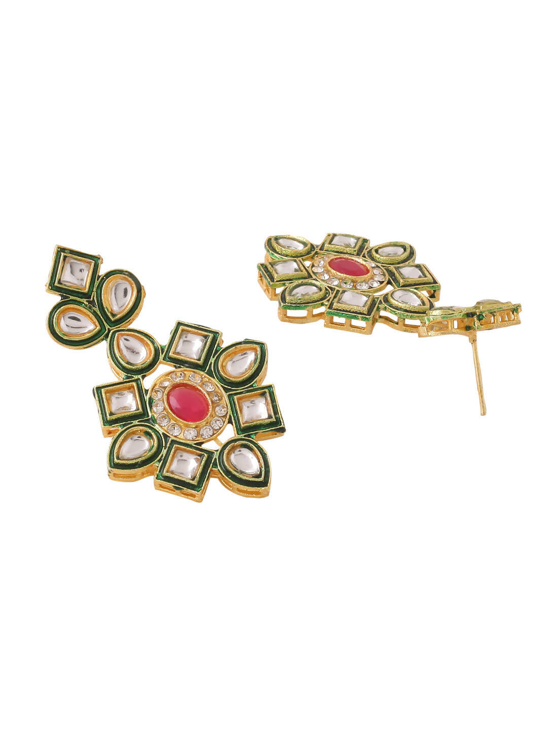 NVR Women Gold-Polished Kundan Studded Jewellery Set