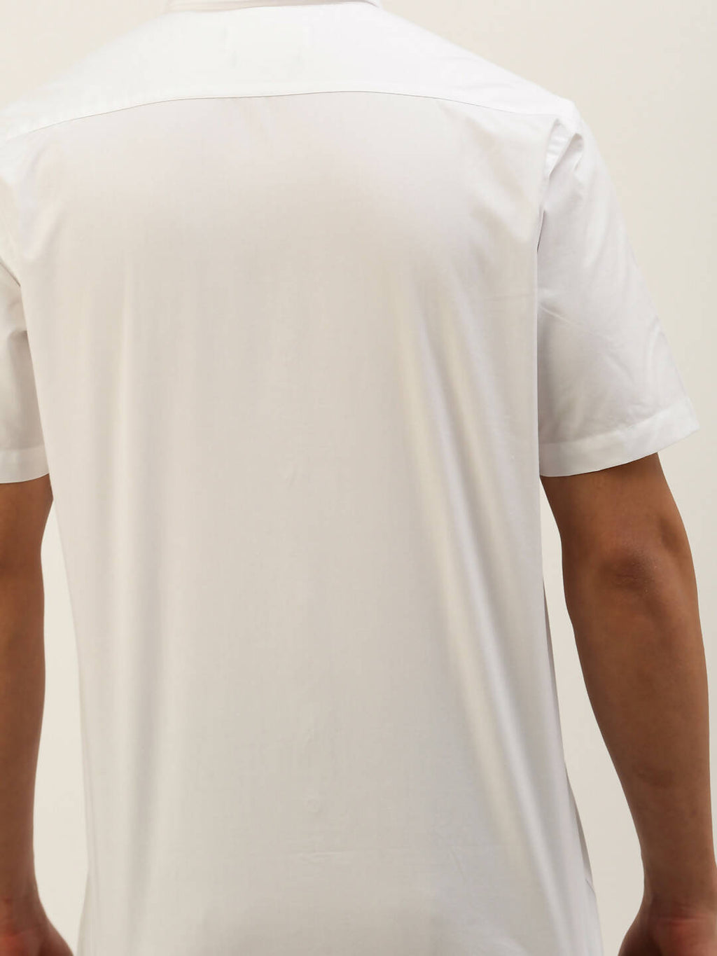 Ramraj Cotton Mens Half Sleeve Formal Poly Cotton White Shirt