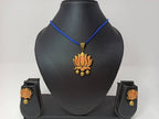 Terracotta Lotus Pendant Mini Necklace Set With Studs