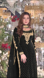Joban Fashion Black Velvet Sequence Embroidery Work Kurta Set - Distacart