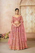 Kesar Fab Pink Banarasi Silk Embroidered Lehenga