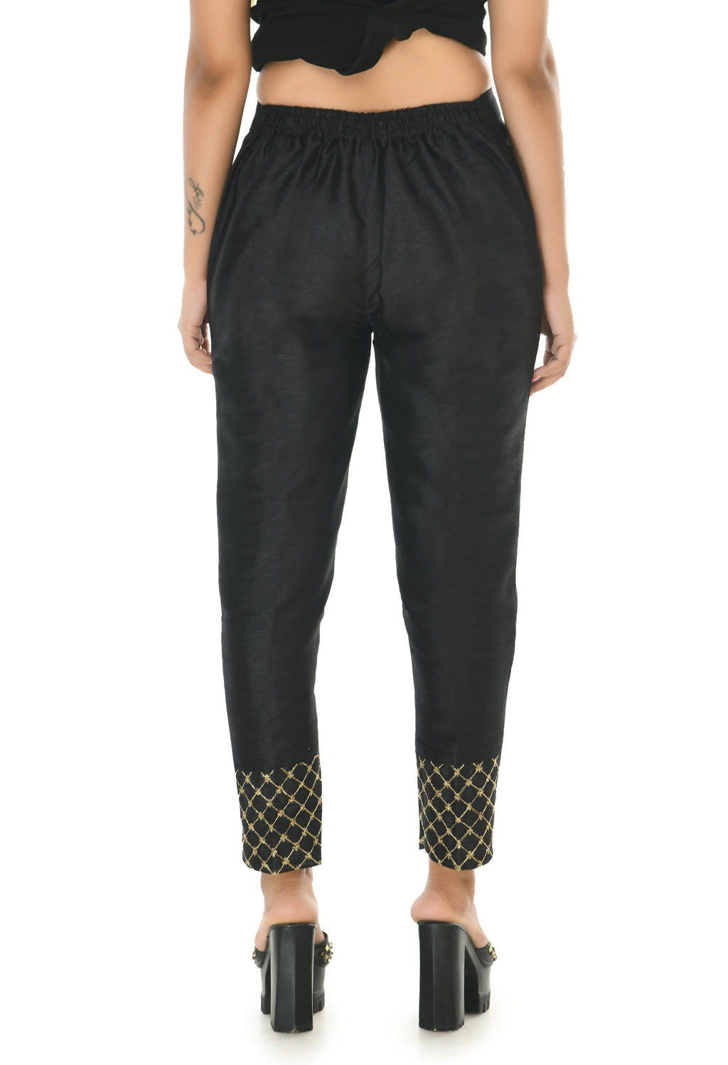 Mominos Fashion Moeza Silk Black Color Pant