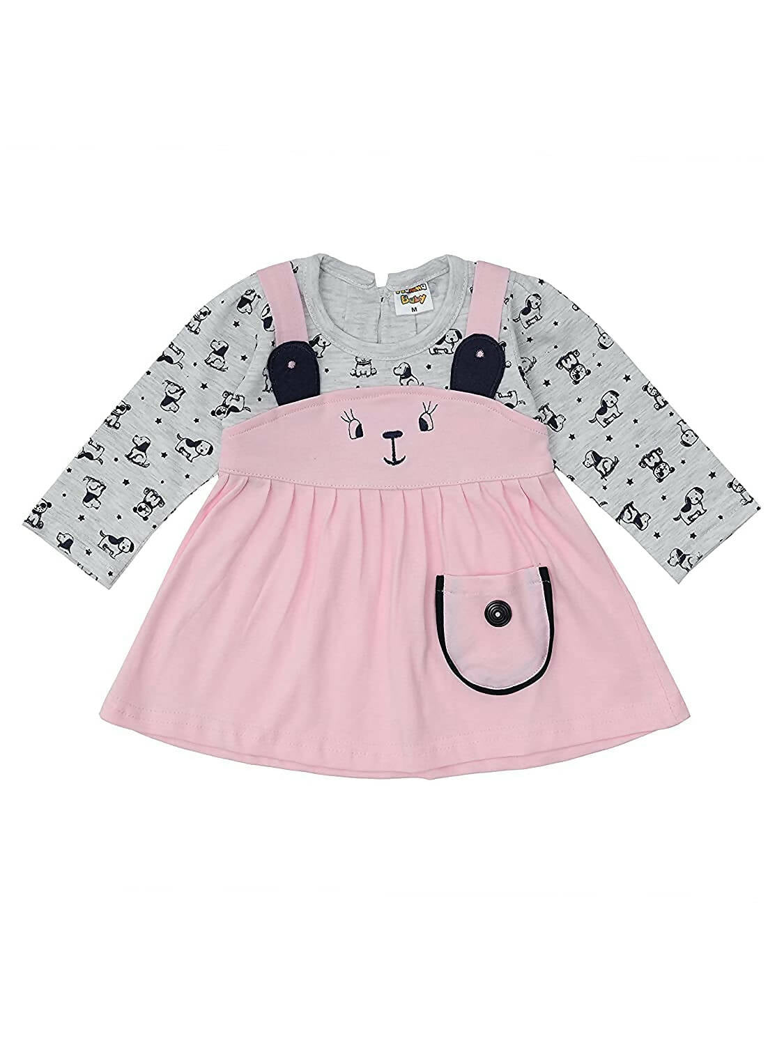 NammaBaby Baby Girl's A-Line Mini Frock Dress - Pink Grey
