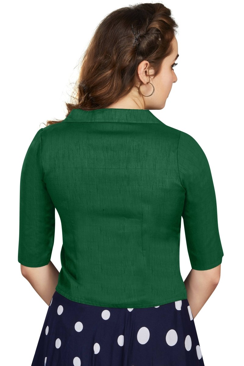 Aastha Fashion Women's Women's Bottle Green Art Silk Button Readymade Blouse