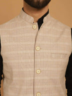 Even Apparels Nehru Jacket With Welt Pockets - Beige