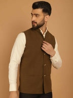 Even Apparels Pure Wool Nehru Jacket - Green