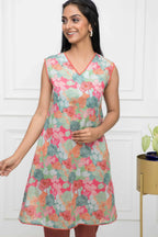 Myshka Women Multi Floral Rayon A-Line V-Neck Kurtis - Distacart