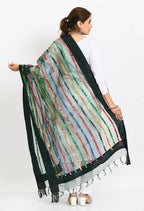 Mominos Fashion Moeza Women's Orgenza Multi Thread Mirror Work Bottle Green Dupatta - Distacart