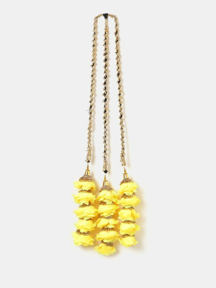 Ruby Raang Gold Gota Pati Work And Yellow Rosses With Black Thread & Golden Stones - Distacart