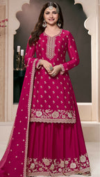 Anaita Pink Chinon Embroidered Thread Work Stitched Salwar Suit - Distacart