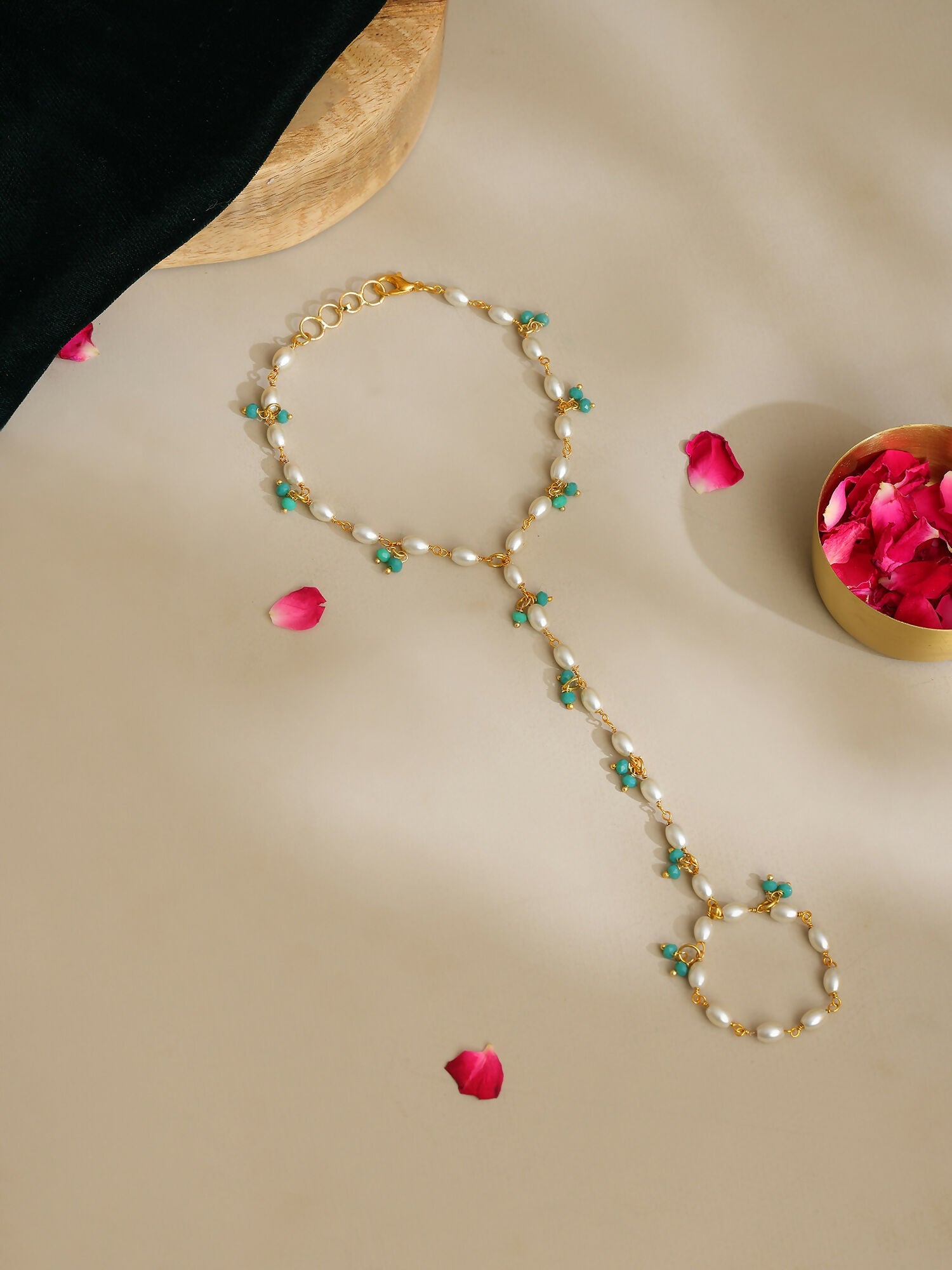 Ruby Raang Multi Pearl & Stone Haath Phool - Distacart