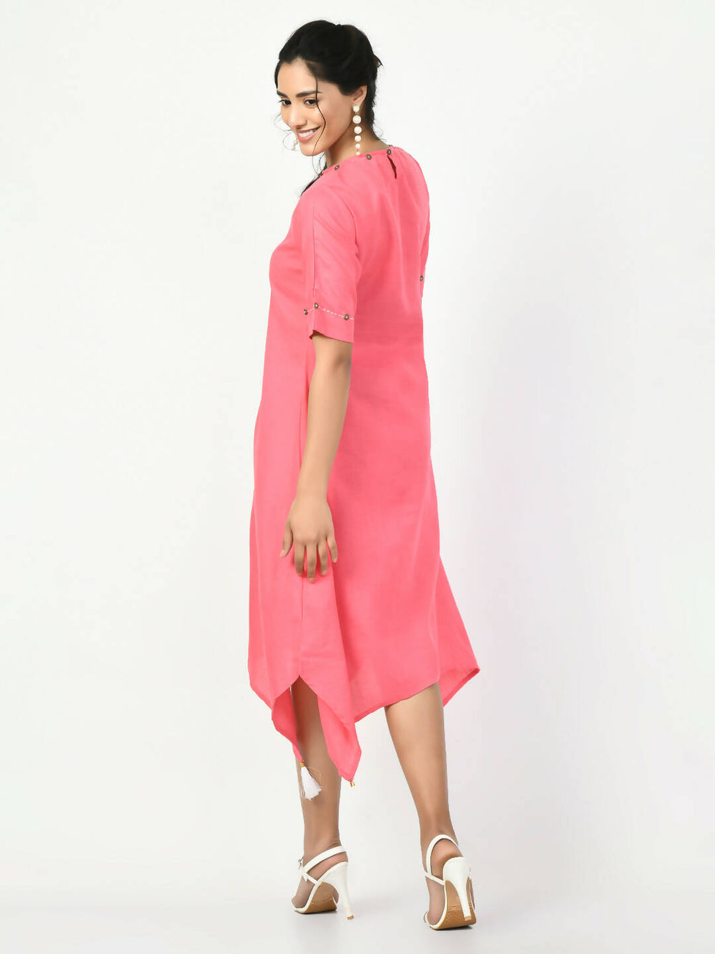 Myshka Women's Pink A-Line Solid Kurta