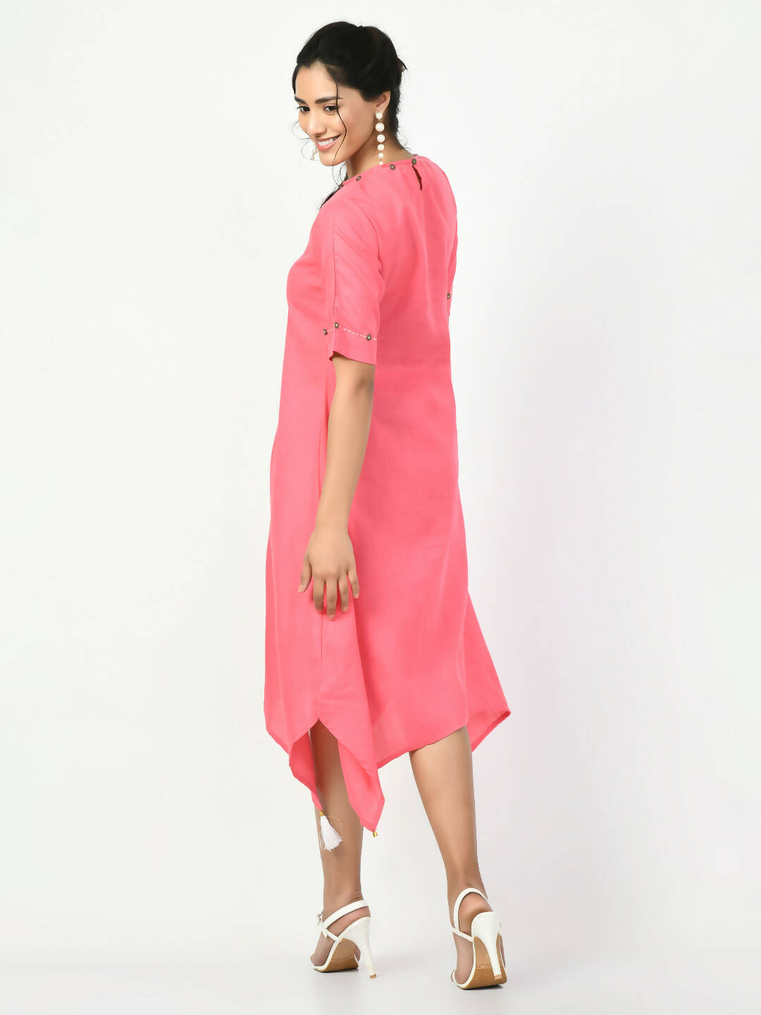 Myshka Women's Pink A-Line Solid Kurta