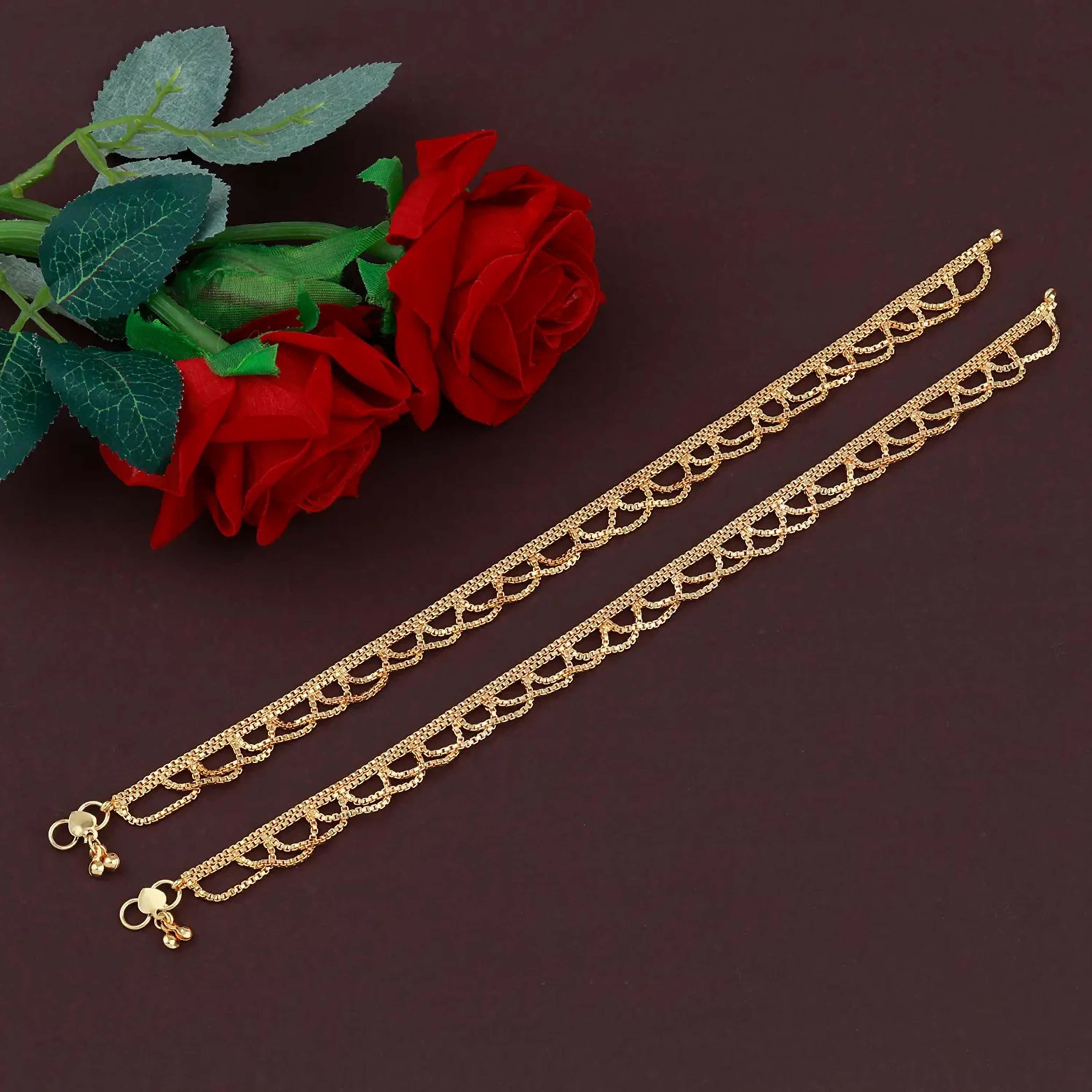 Joban Fashion Golden Copper Anklet For Girl - Distacart