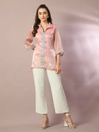 Myshka Women's Pink Solid Longline Party Tunic