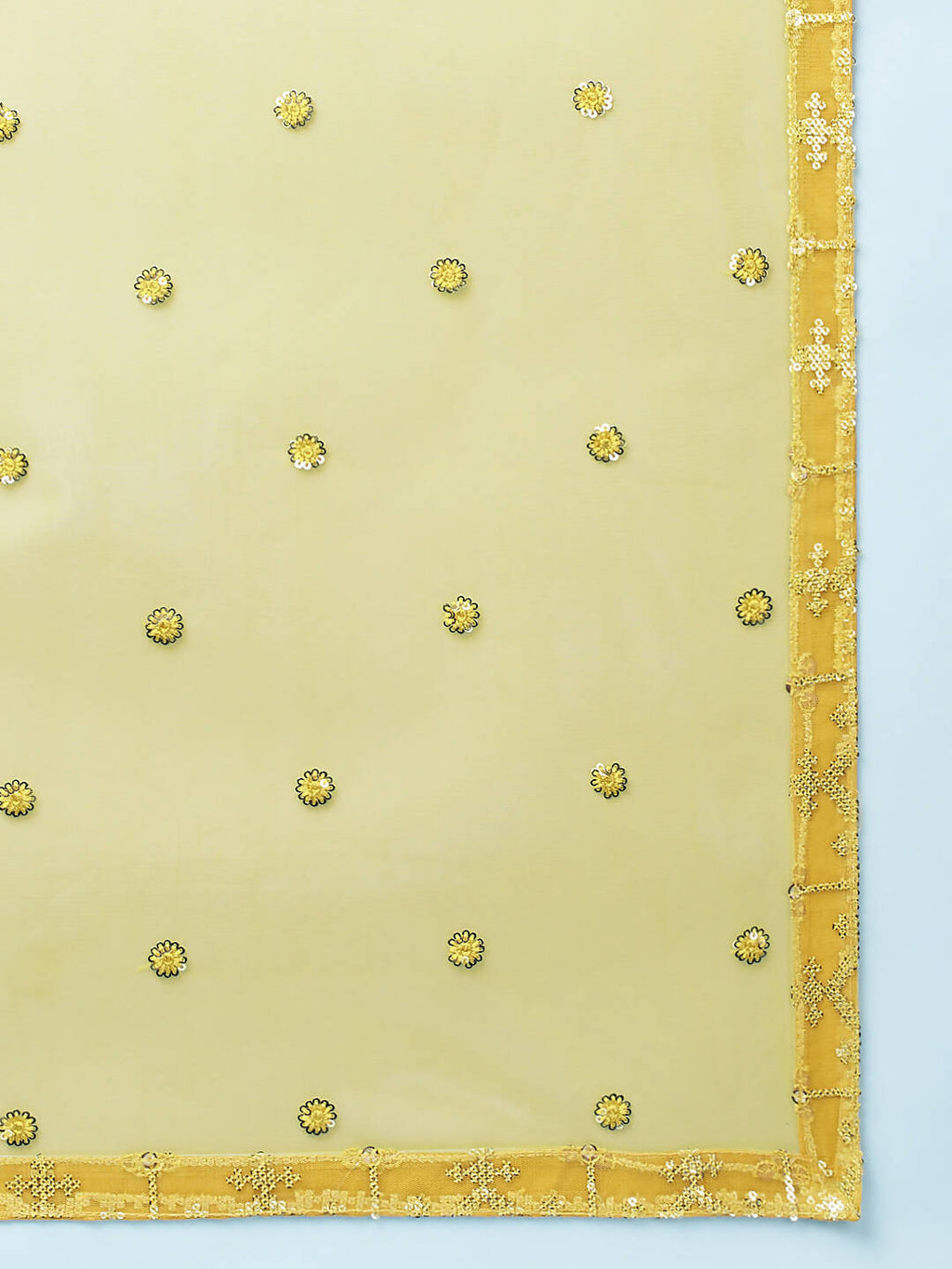House of Panchhi Mustard Net Sequinse Work Lehenga & Blouse, Dupatta