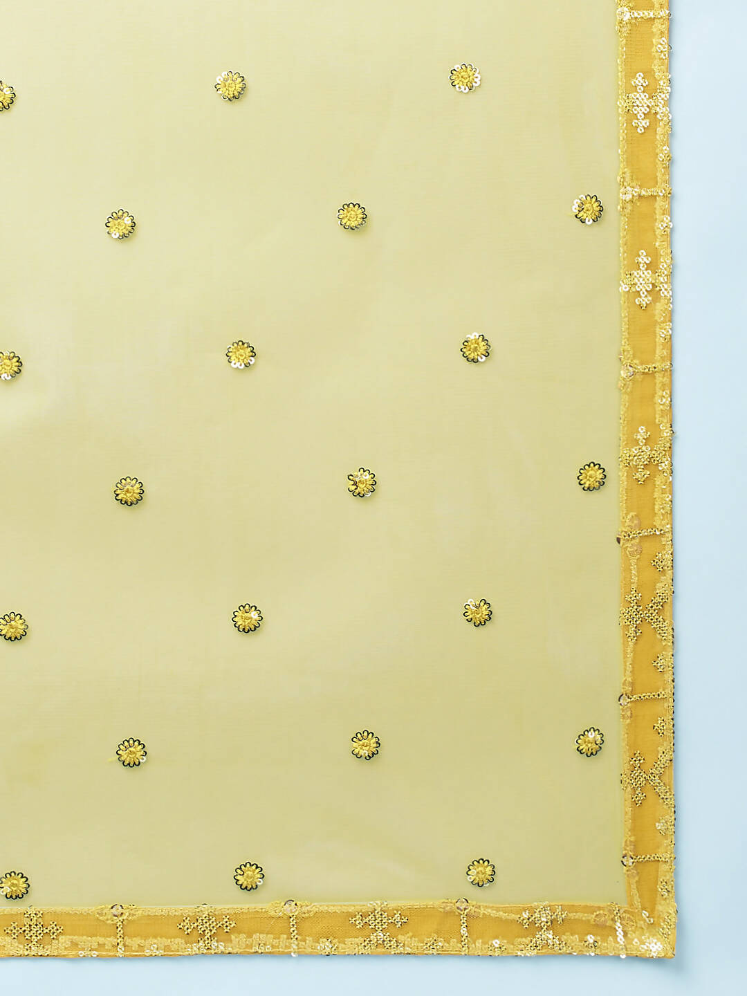 House of Panchhi Mustard Net Sequinse Work Lehenga & Blouse, Dupatta