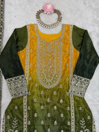 The52 Women's Gorgeous Chinon silk Fabric Embroidery Work Straight Kurta Palazzo and Dupatta Set - Distacart