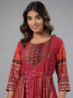 Juniper Women Plum Silk Printed Maxi Dress - Distacart