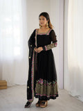Teeya Creation Black Color Heavy Georgette Wedding Wear Embroidery Work Long Gown - Distacart