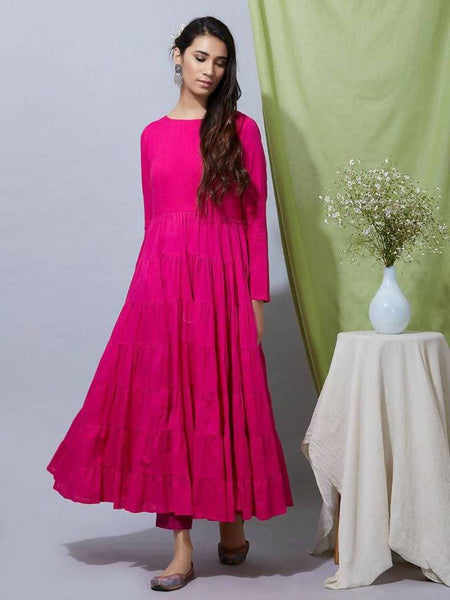 Cheera Pin-tuck Long tissue Silk Kurta (CH041K)