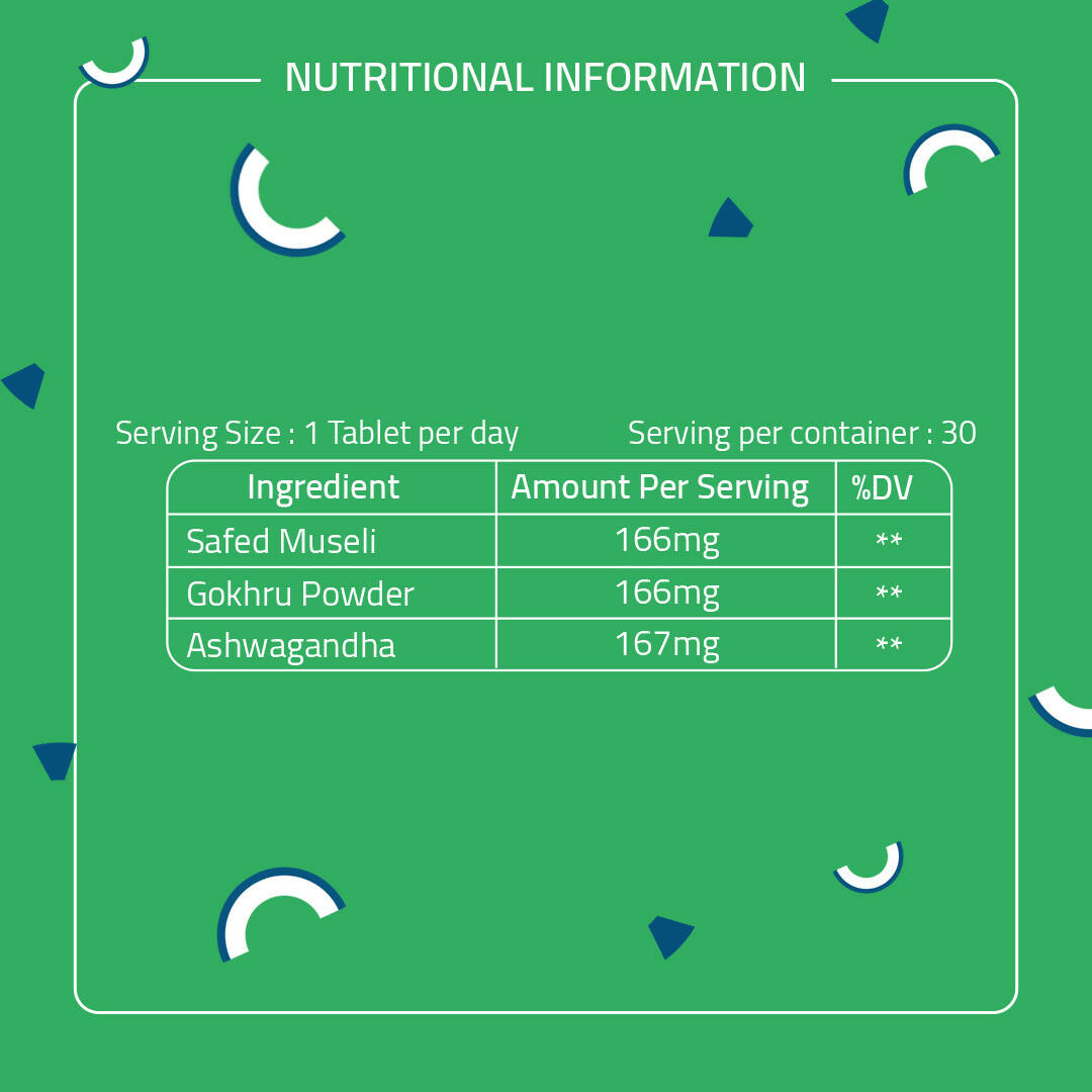 Laurik Perfomax Safed Musli, Ashwagandha, Gokhru Tablets | Supports Strength And Vitality - Distacart