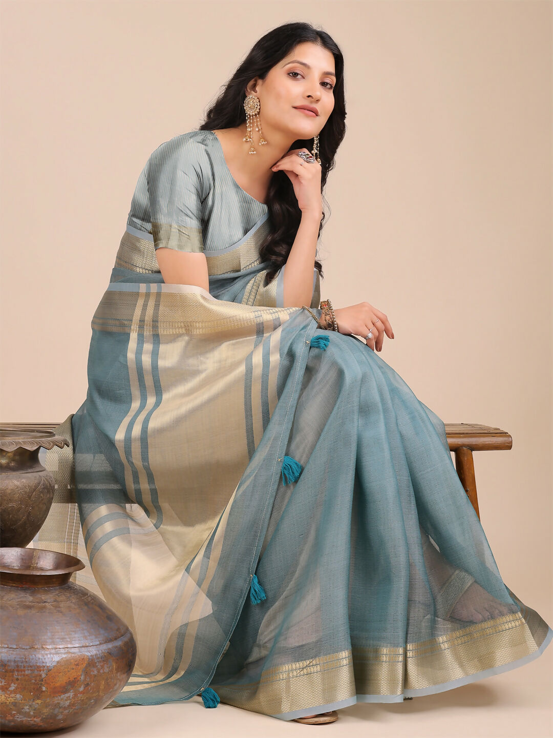 Shree Shyam Fashion Seoul Sea Green Organza Saree