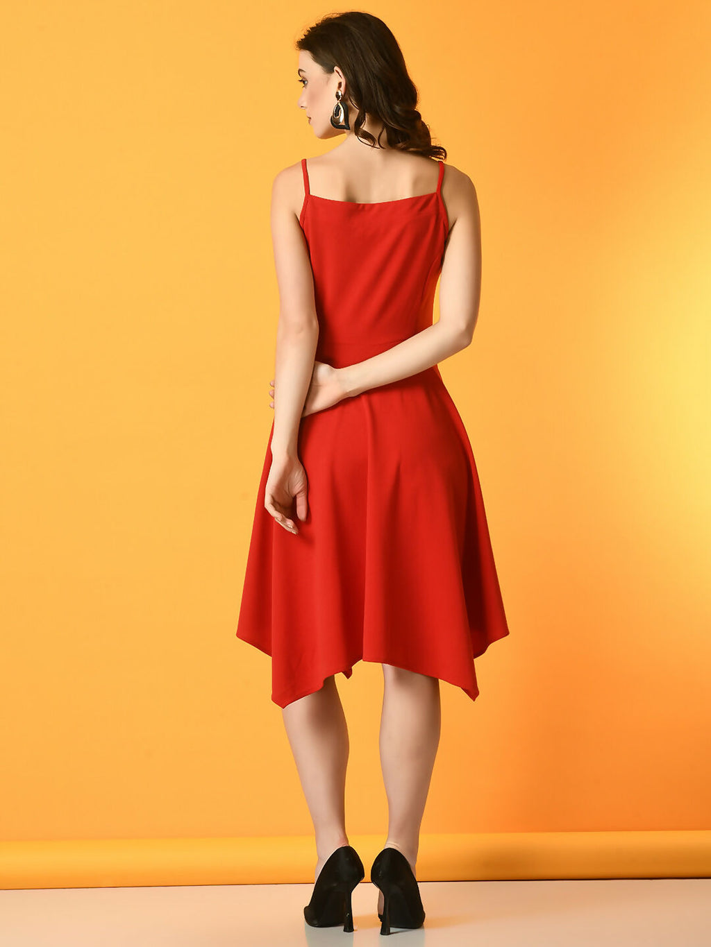 Myshka Women's Red Solid Party Dress - Distacart