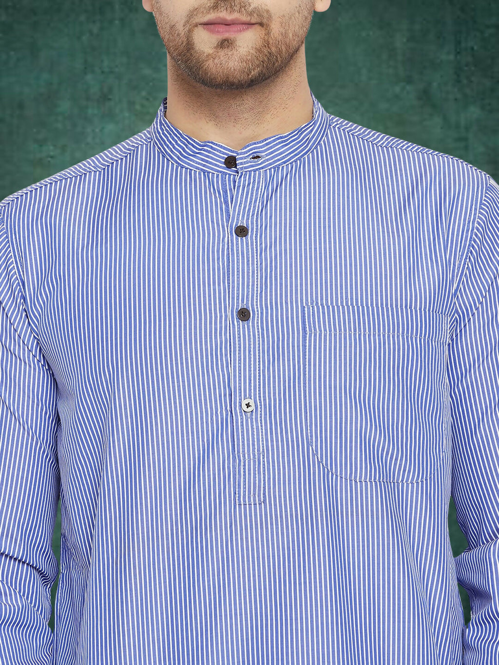 Even Apparels Men's Pure Cotton Blue Striped Kurta