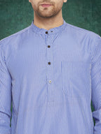 Even Apparels Men's Pure Cotton Blue Striped Kurta