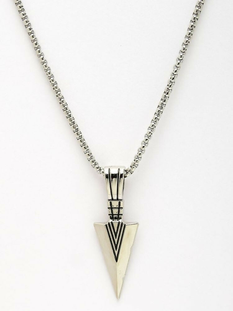 NVR Men's Arrow Shaped Silver Plated Pendant with Chain - Distacart