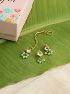 Ruby Raang Set Of Pastel Green Maang Tikka And Earrings - Distacart
