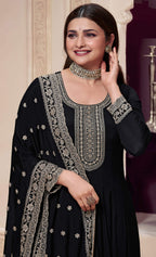 Anaita Black Embroidered Silk Stitched Anarkali Suit - Distacart