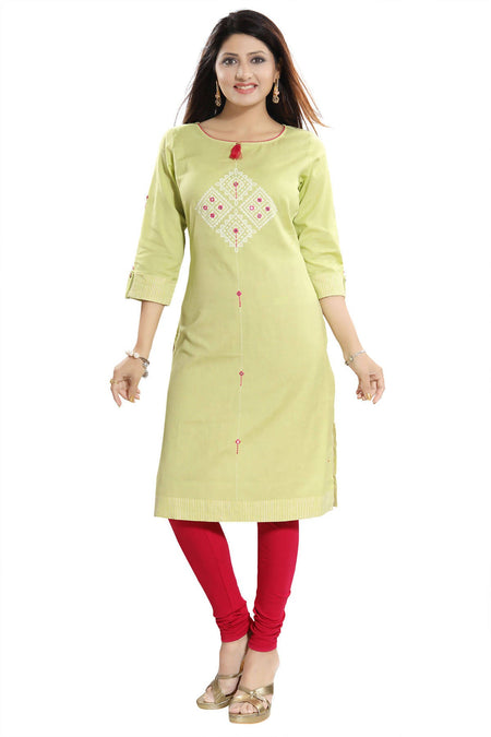 Snehal Creations Easy Breezy Liril Green Cotton Printed Tunic