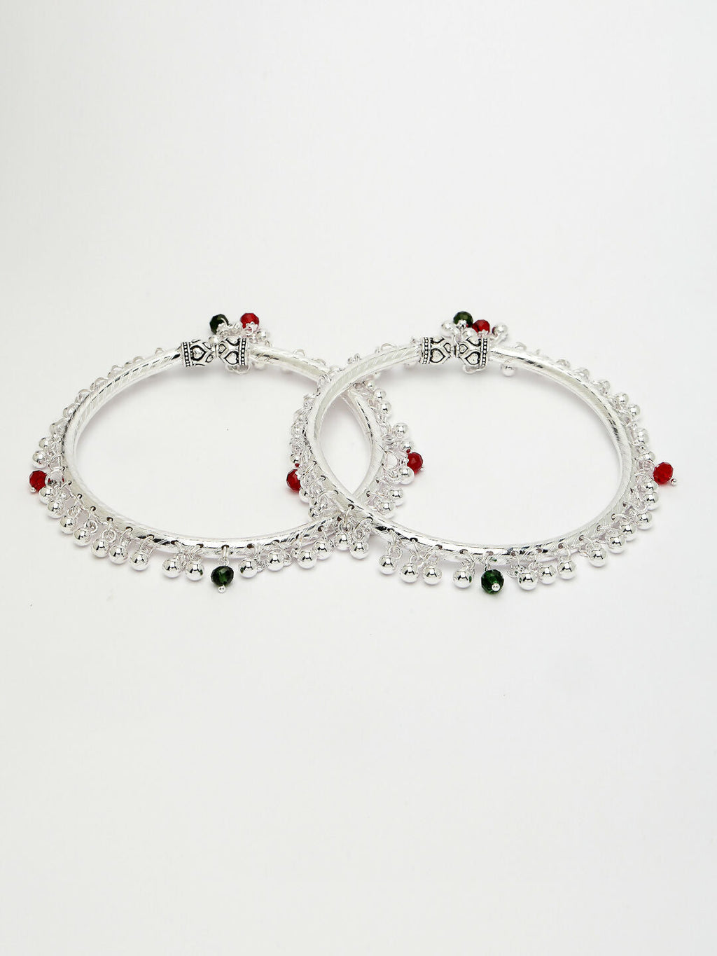 NVR Women's Set of 2 Silver-Plated Kada Anklets - Distacart