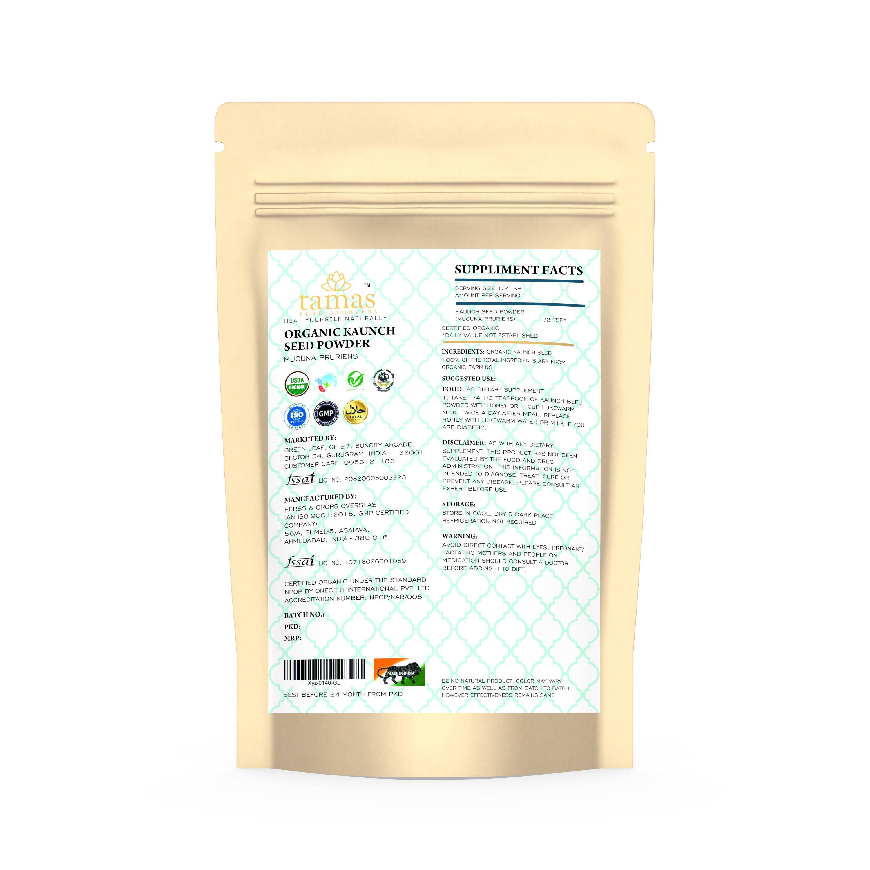 Tamas Pure Ayurveda Superfood Organic kaunch Seed Powder