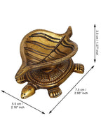 eCraftIndia 4 Pieces Beige Tortoise Statue Leaf Design Diyas