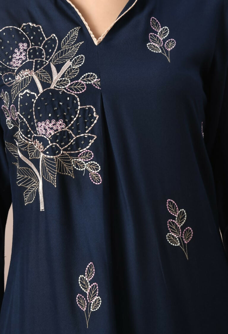 Joban Fashion Navy Cotton Rayon Kurta Set