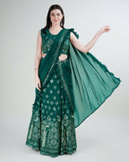 Green Georgette Sequence Embroidered Lehenga Choli with Dupatta - Tanya