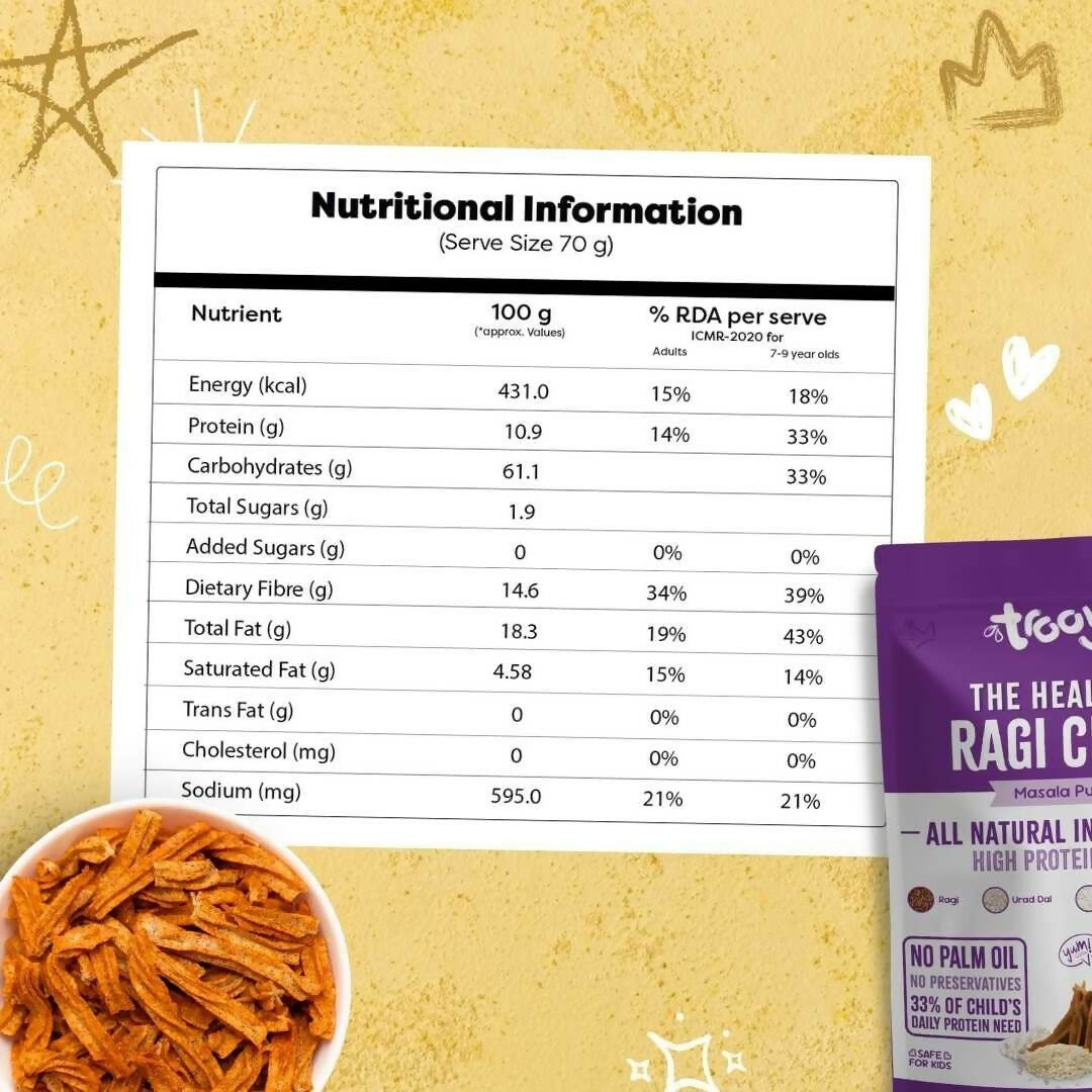Troovy Healthy Masala Ragi Chips Tasty & High Protein Snacks - Distacart