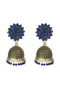 Mominos Fashion Johar Kamal Kundan Work Jhumka With Blue Beads For Women - Distacart