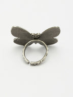 NVR Women's Silver-Toned Butterfly Shape Adjustable Finger Ring