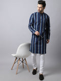 Even Apparels Navy Pure Cotton Men's Kurta With Band Collar - Distacart