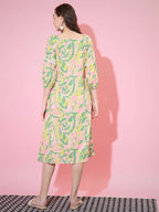 Myshka Women's Multi Abstract Printed A-Line Dress - Distacart