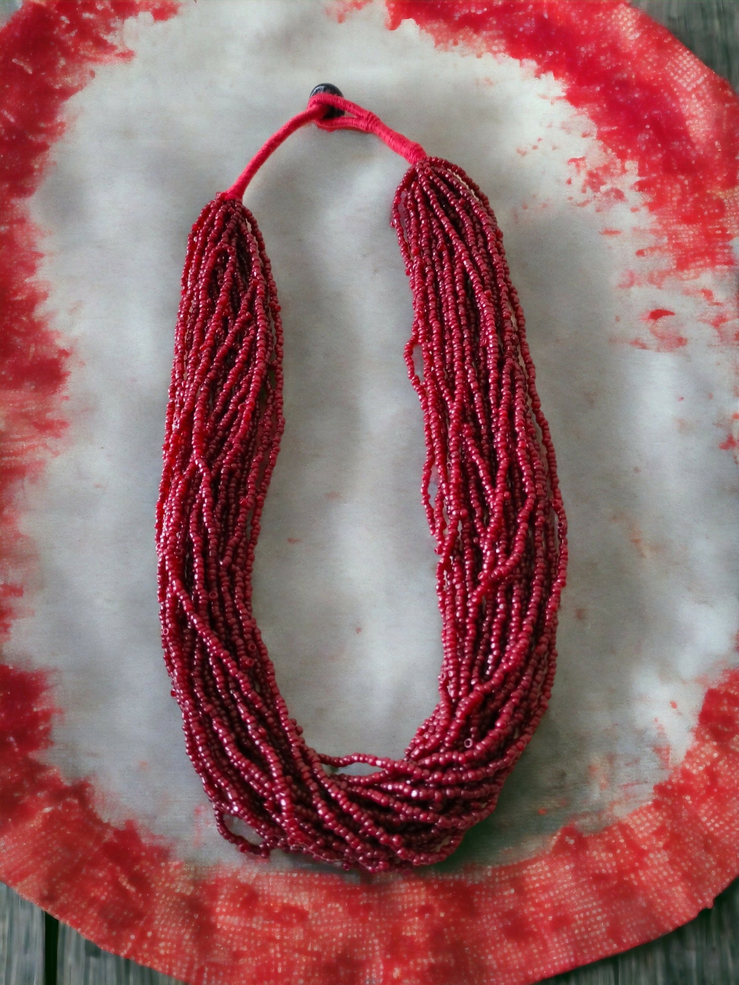Inhanns Handmade Beaded Multilayer Necklace, 20 Layers - Maroon
